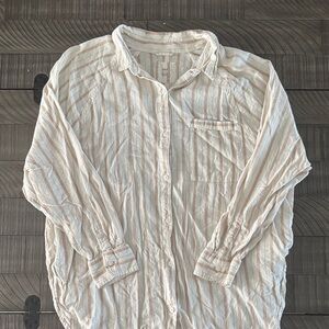 Aerie Linen Striped Button Up